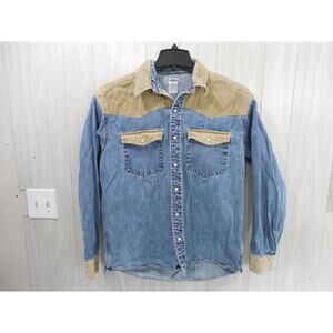 Old Navy Corduroy Denim Cowboy Western Pearl Snap Shirt Size M